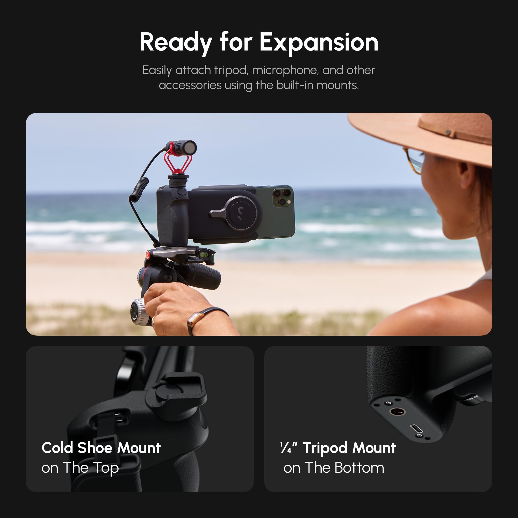 ShiftCam ProGrip Mobile Battery Grip for Smartphones, Qi Charging