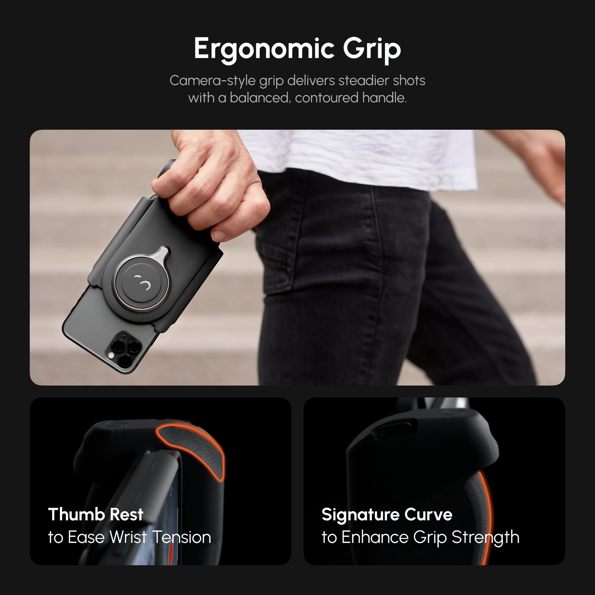 ShiftCam ProGrip Mobile Battery Grip for Smartphones, Qi Charging