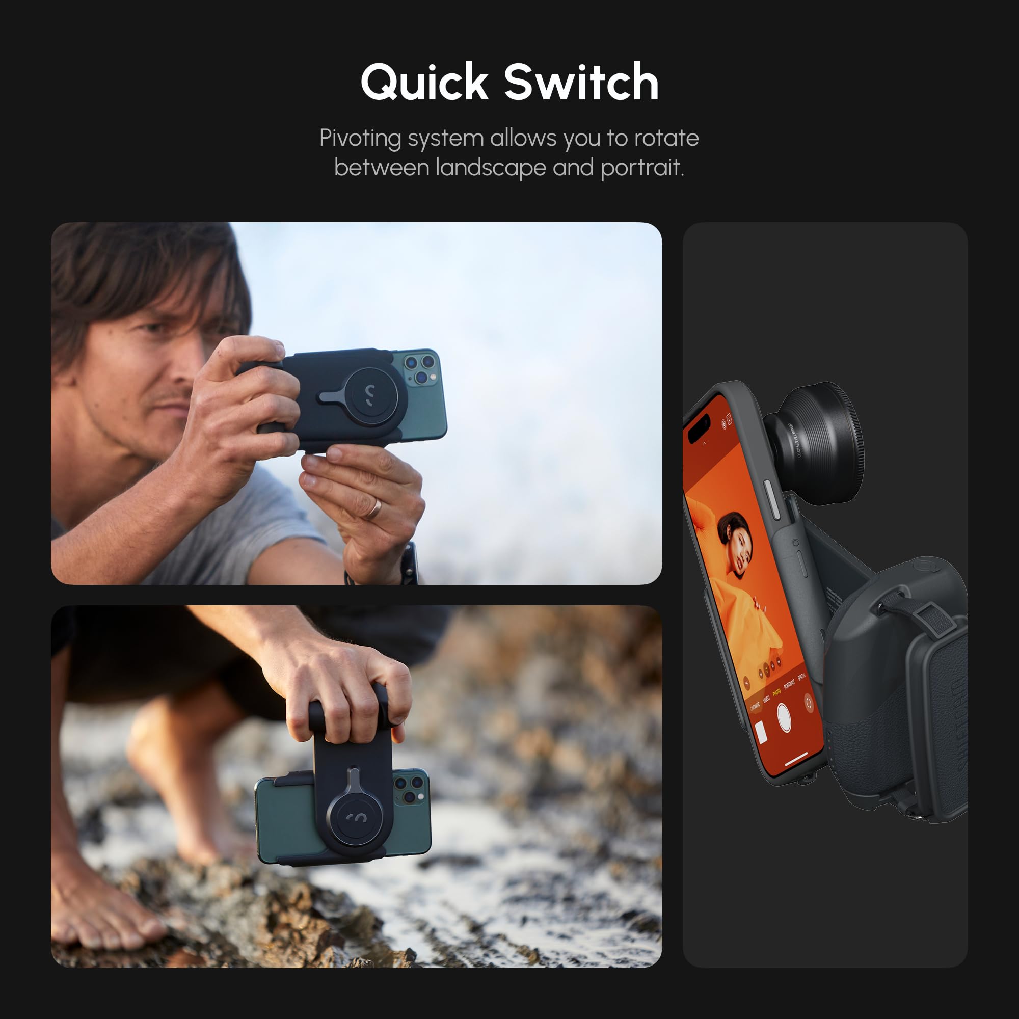 ShiftCam ProGrip Mobile Battery Grip for Smartphones, Qi Charging
