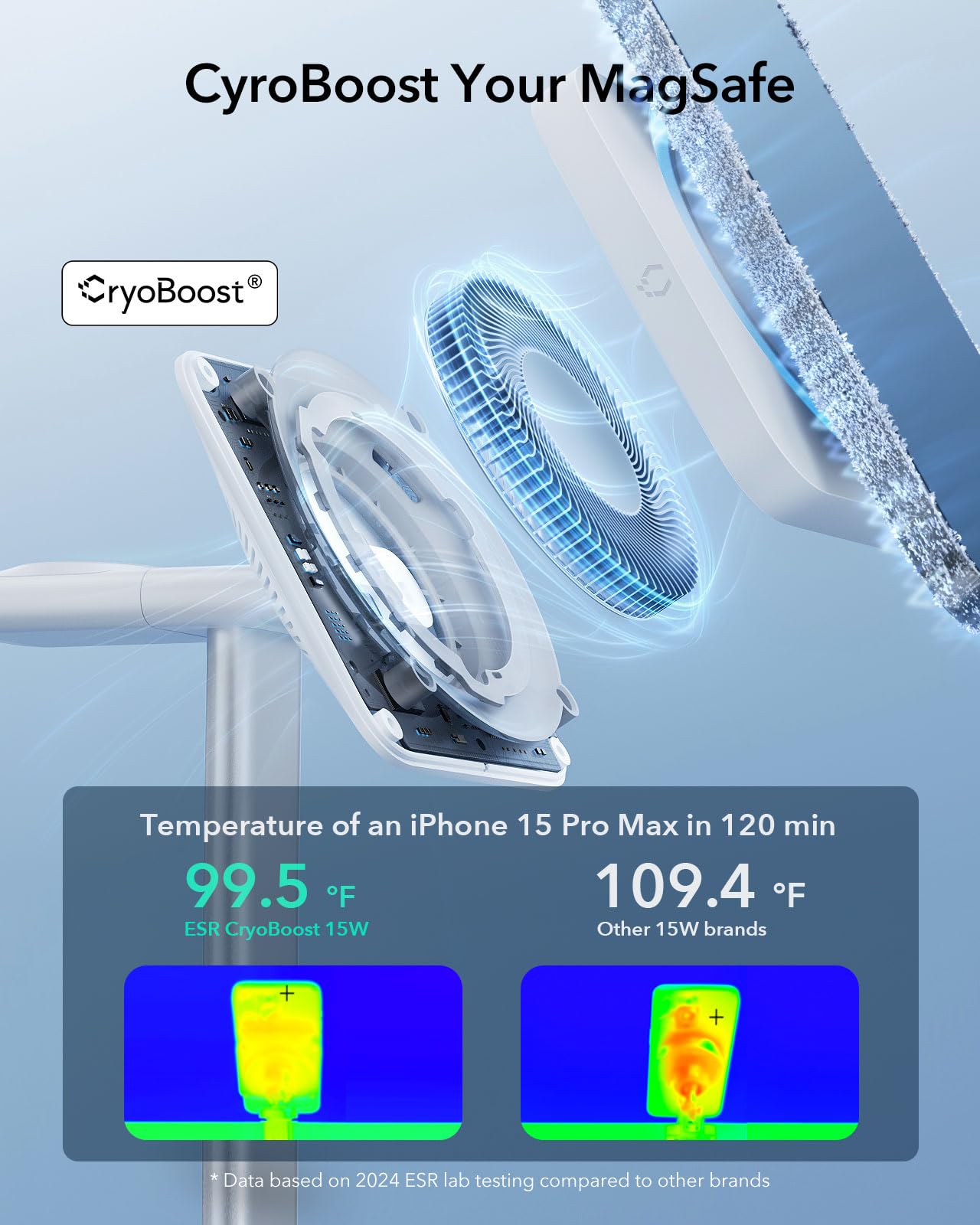 ESR MagSafe Charger Stand w/CryoBoost, 3 in 1 Charging for iPhone 17-12