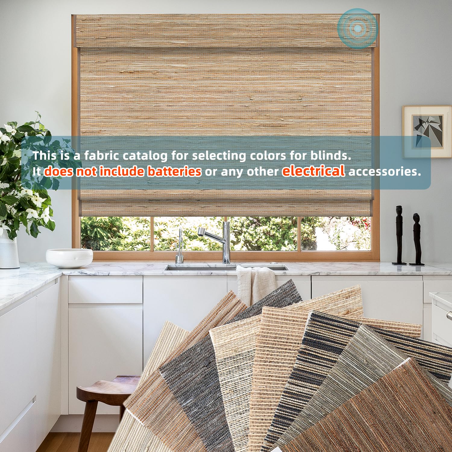 SmartWings Motorized Natural Woven Wood Roman Shades, Customized